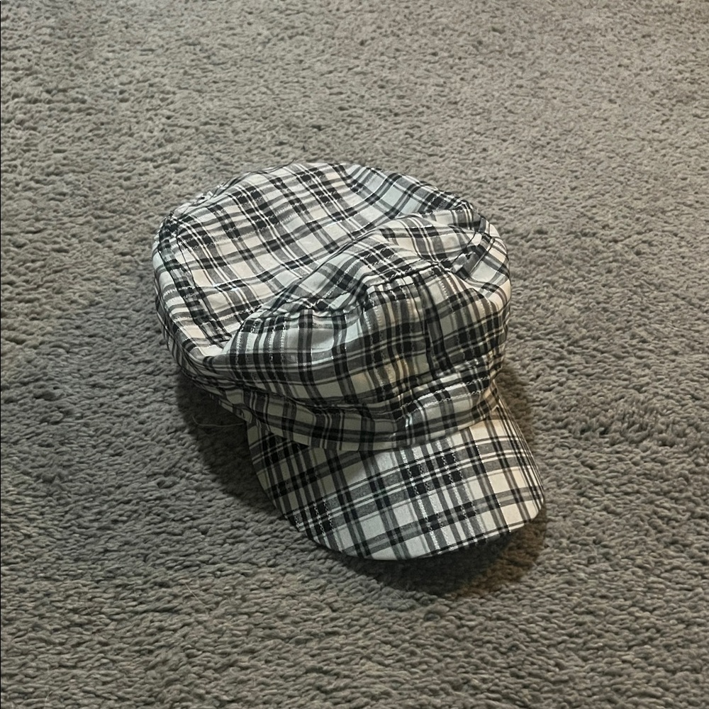 Plaid Black and White Cap